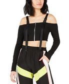 Waisted Women Buckle Crop Top Black