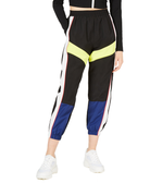 Waisted Women Side Striped Cargo Pants Black