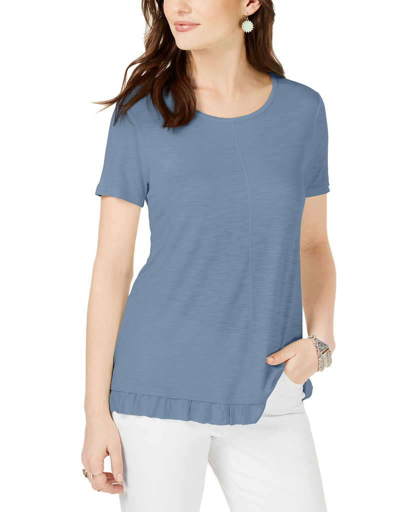 Style & Co Women Petite Ruffled Hem Top