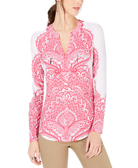 INC International Concepts Women Petite Printed Zip Pocket Shirt Tidal Paisley