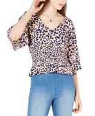 Self Esteem Women Printed Smocked Top Leopard Print