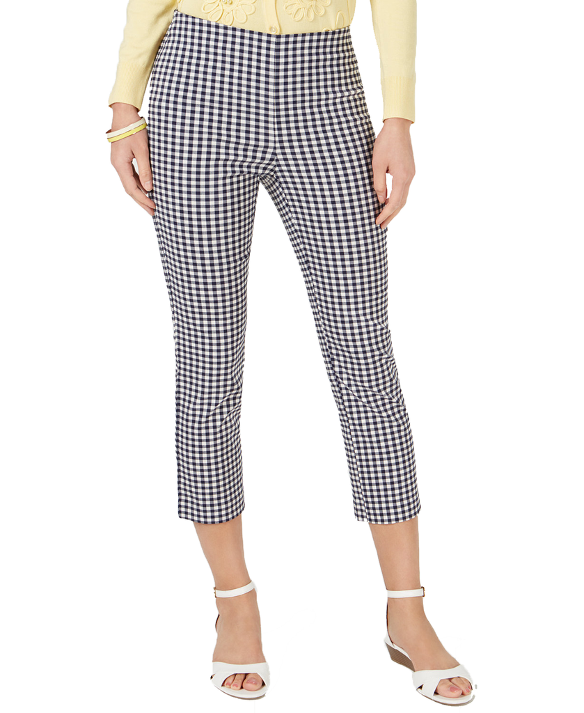 Charter Club Gingham Print Capri Pants Intrepid Blue Combo