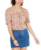Crave Fame Women Printed Lace Up Corset Top Taupe Red