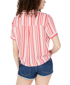 Hippie Rose Women Striped Tie Front Camp Shirt