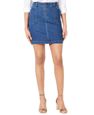 INC International Concepts Women Zip Front Denim Skirt Dark Indigo