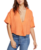 Free People Women Full Of Light Cotton Tie Front Shirt Paloma