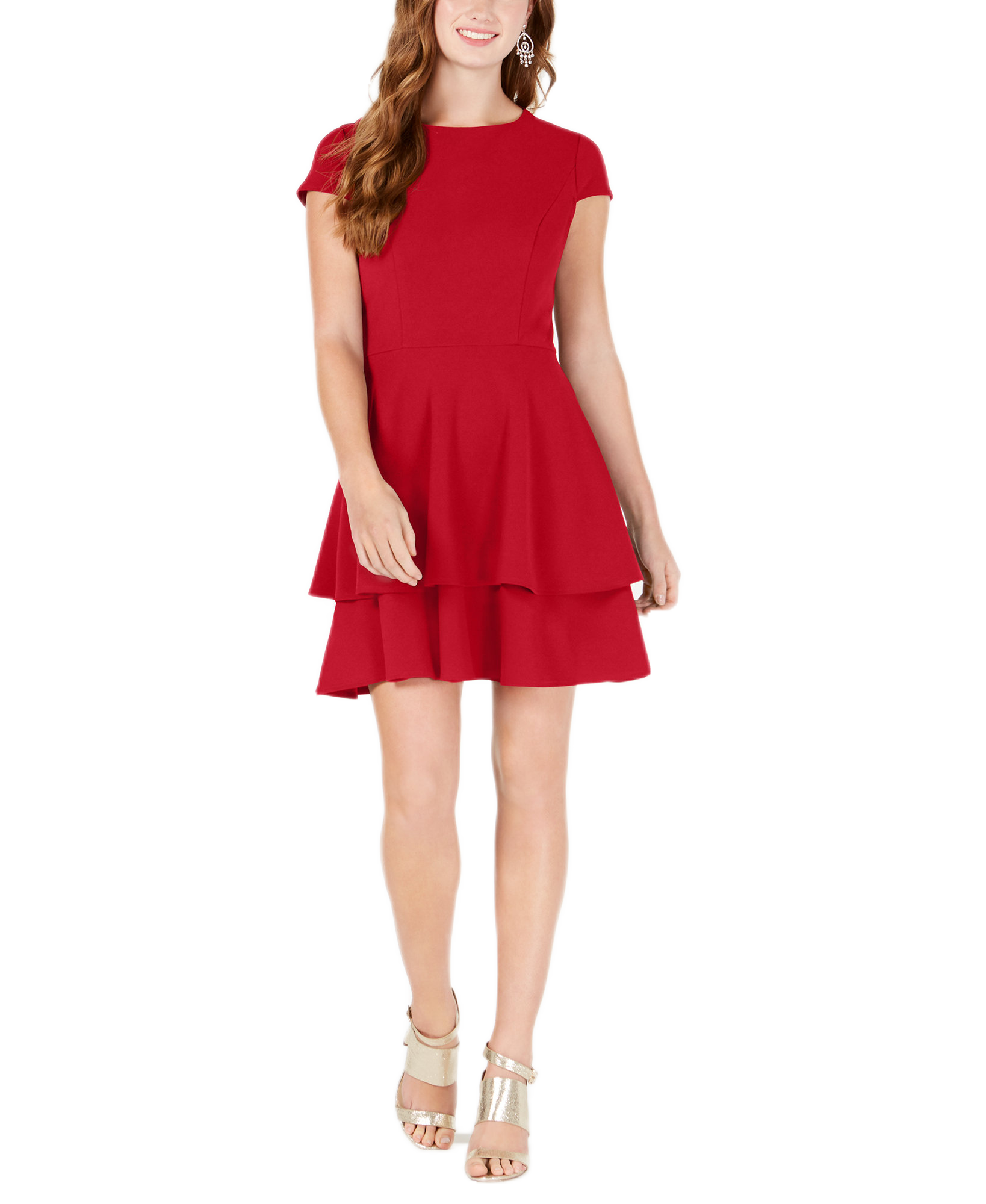 B Darlin Women Ruffled Bow Back Fit & Flare Dress