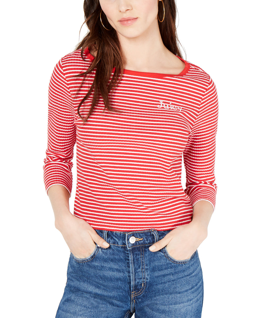 Juicy Couture Women Striped Boat Neck Top Sailor Stripe