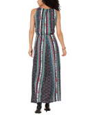 Style & Co Printed Split Neck Sleeveless Maxi Dress