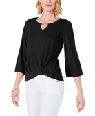 JM Collection Women Keyhole Twist Front Top Deep Black