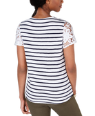 Charter Club Women Petite Embroidered Striped Top