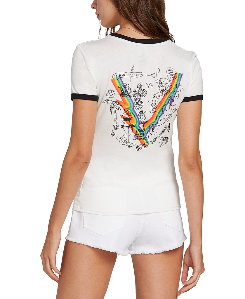 Volcom Women Graphic Print Ringer T Shirt