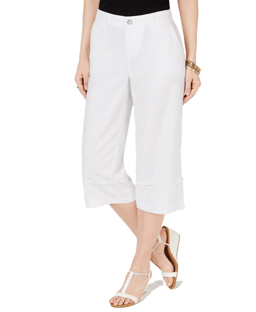 Style & Co Petite Cropped Wide Leg Pants Bright White