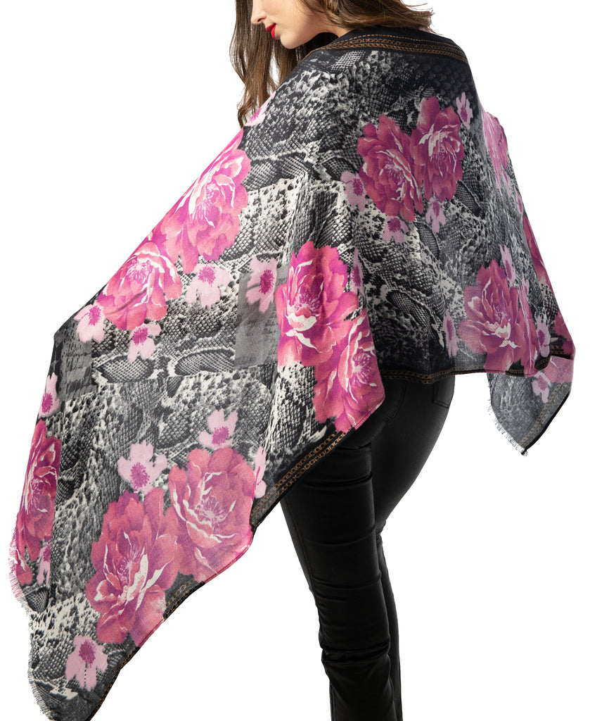 INC International Concepts Scarf Python Print Rose Soft Wrap