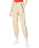 Waisted Women Varsity Stripe Cargo Pants Khaki