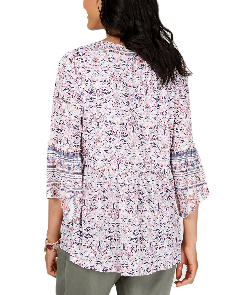 Style-&-Co-Women-Petite-Printed-Mesh-Lantern-Sleeve-Top