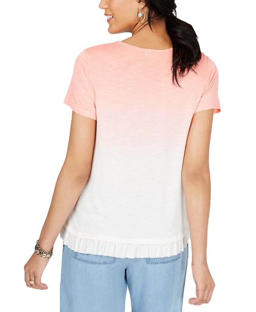 Style & Co Women Ombré Ruffled Hem Top