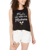 Love Tribe Women Fiesta Graphic Tank Top Black