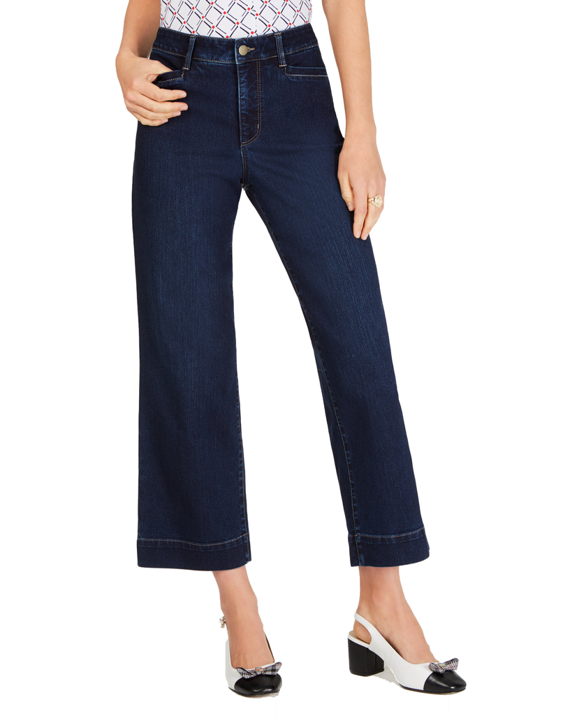 Charter Club High Rise Wide Leg Cropped Jeans Atlantic Wash