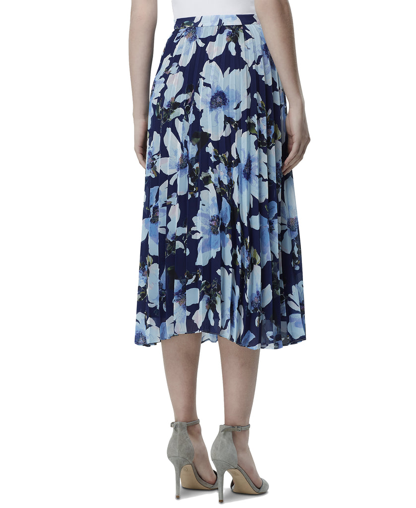 Tahari ASL Women Pleated Floral Print Midi Skirt