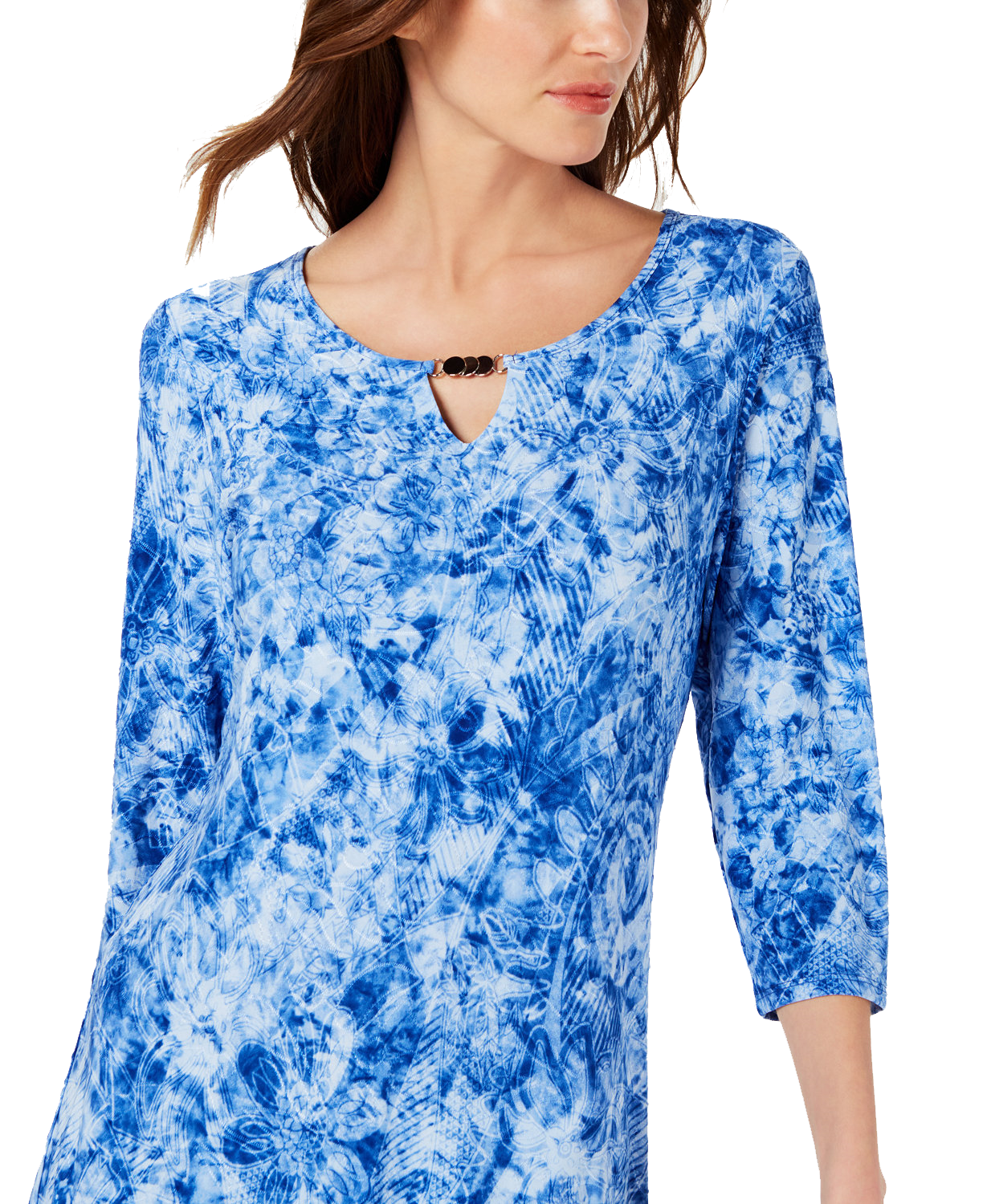 NY Collection Women Petite Embellished Tie Dyed Dress