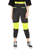 Waisted Women Neon Mesh Jogger Pants Black
