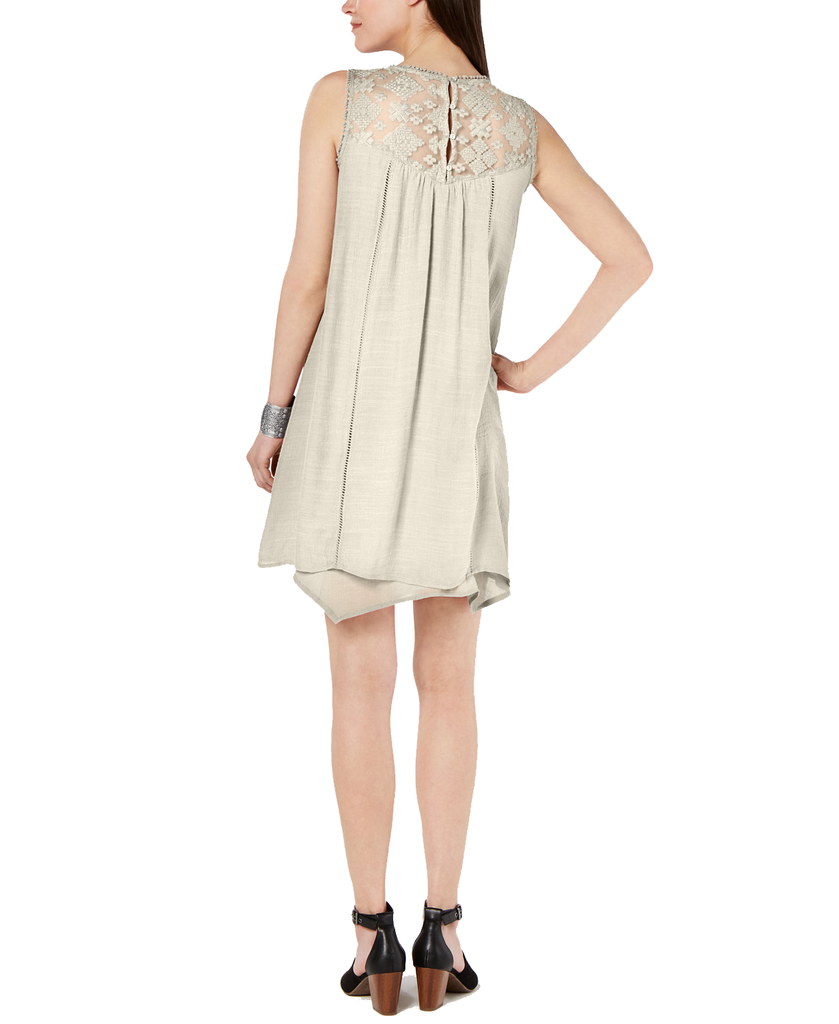 Style & Co Women Lace Yoke Handkerchief Hem A Line Dress