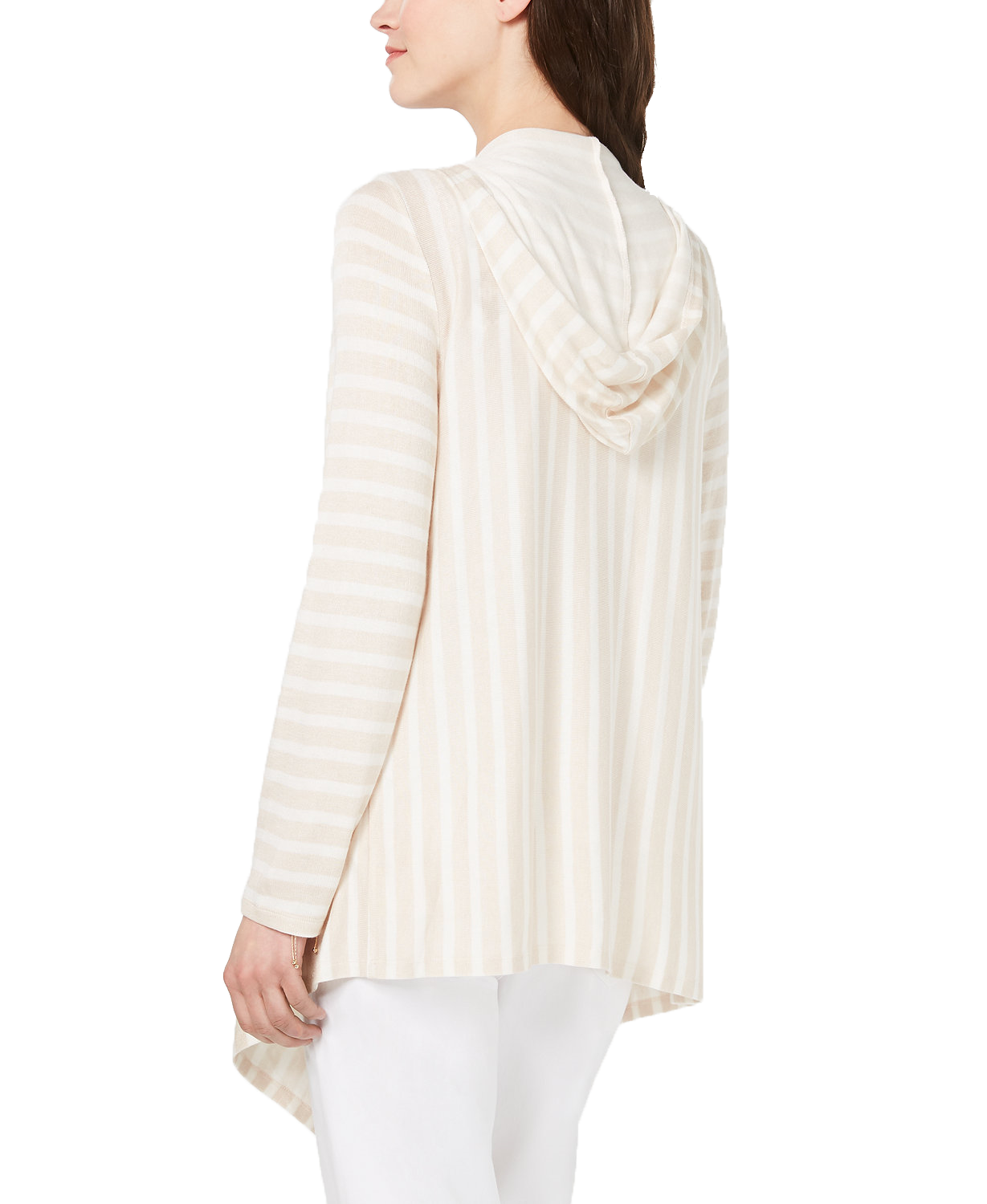 Style & Co Women Striped Hooded Completer Cardigan