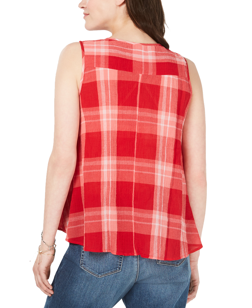 Style & Co Women Cotton Plaid Shirt