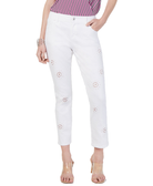 INC International Concepts Women Eyelet Cropped Boyfriend Jeans White