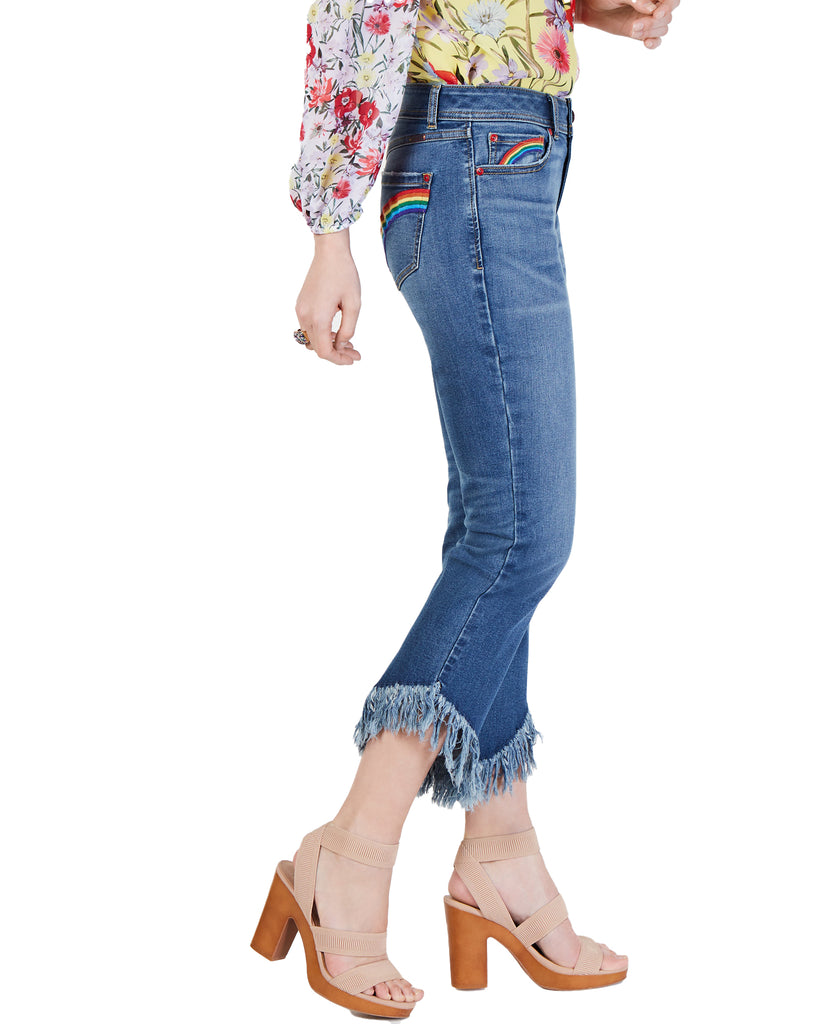 INC International Concepts Rainbow Fringe Cropped Skinny Jeans