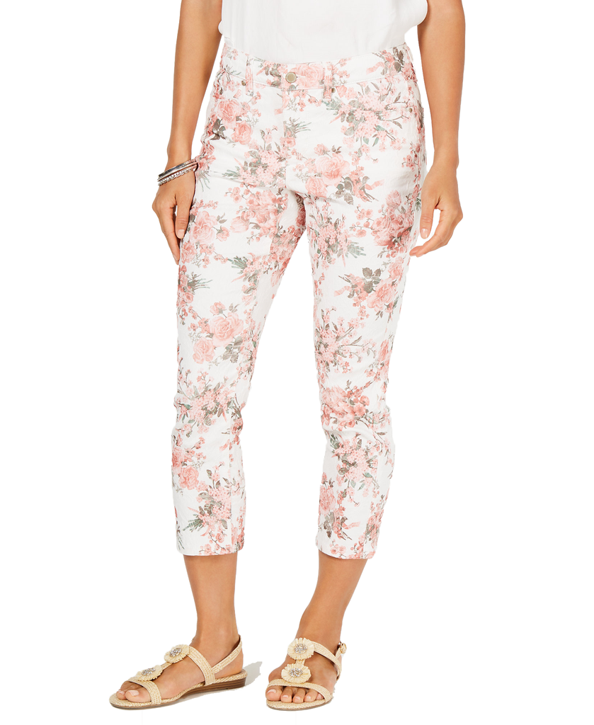 Charter Club Women Delicate Bouquet Bristol Capri Jeans Dusty Rose Combo