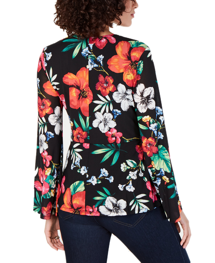 Thalia Sodi Women Tropical Print Surplice Blouse