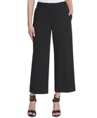 DKNY Women Petite Cropped Wide Leg Pull On Pants Black