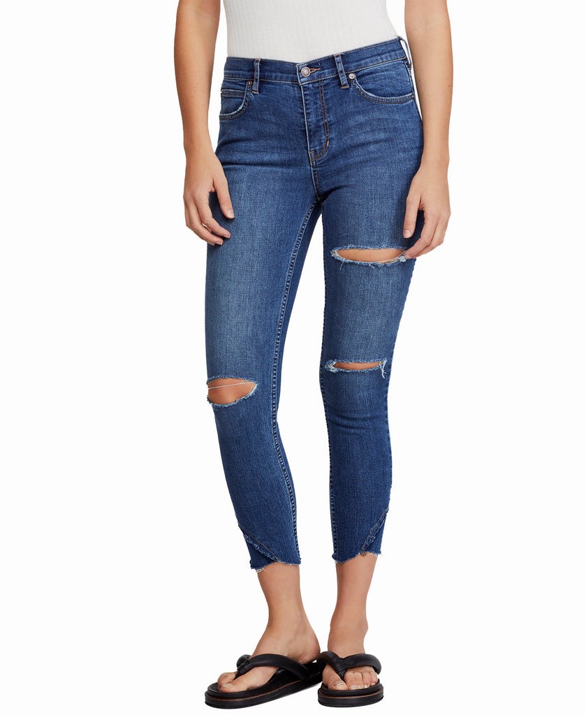 Free People Women Sunny Ripped Crop Skinny Jeans Garden Party