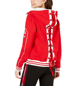 La La Anthony Women Striped Lace Up Hoodie