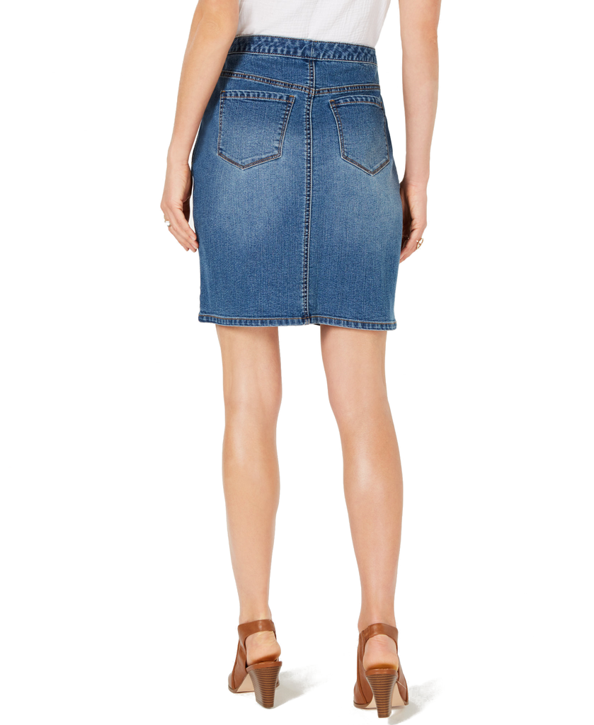 Style & Co Women Petite Button Down Denim Skirt