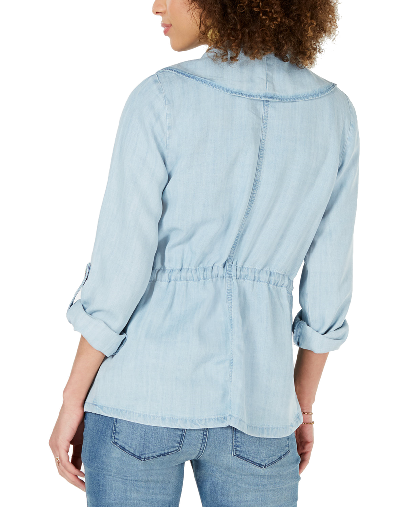 Style & Co Women Draped Chambray Jacket