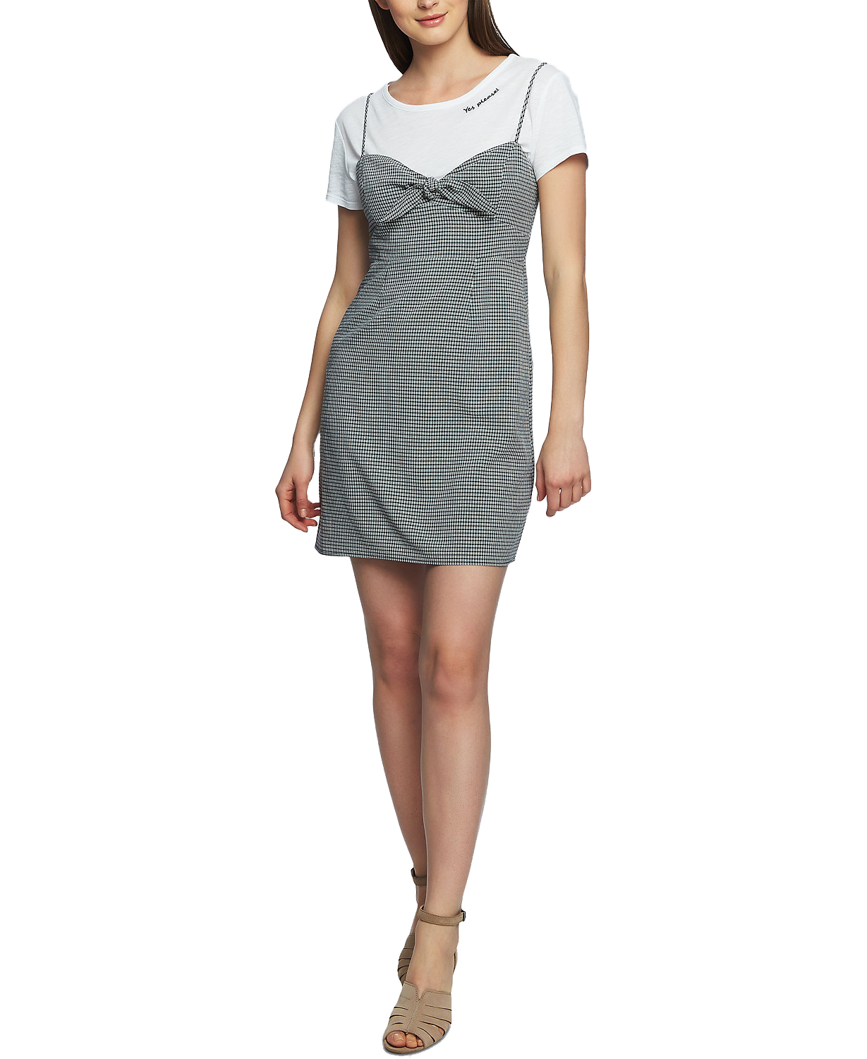 1.STATE Women Printed Mini Dress Rich Black