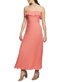 1.STATE Women Ruffle Trim Maxi Dress Coral Coast