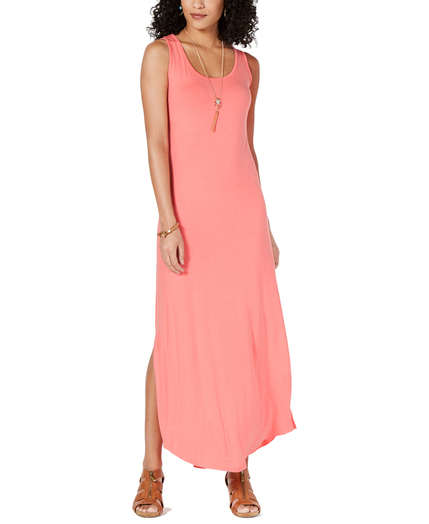 Style & Co Sleeveless Slit Maxi Dress Peach Berry