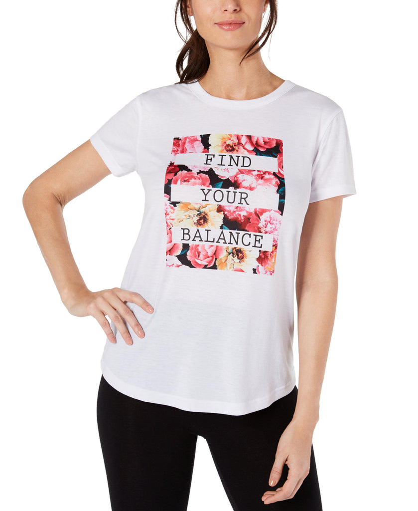 Ideology Women Find Your Balance Graphic T Shirt Bright White