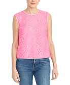 RACHEL Rachel Roy Women Addie Sleeveless Lace Top Neon Flamingo