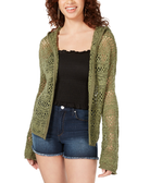 Freshman Women Pointelle Knit Hoodie Olive
