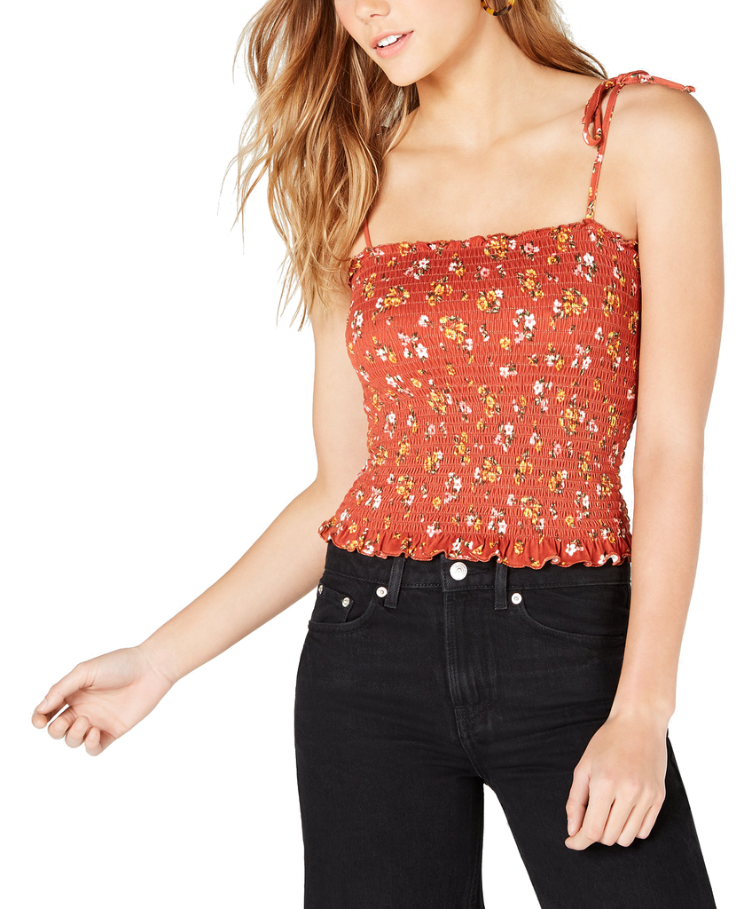 Polly & Esther Women Smocked Tank Top Rust