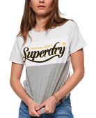 Superdry Women Cotton Colorblocked Graphic T Shirt Ice Marl