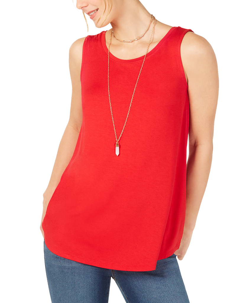 Style & Co Women Swing Fit Tank Top Real Red