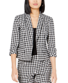 INC International Concepts Women Gingham Jacket Black Gingham