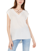 BCX Women Beaded High Low Top Off White