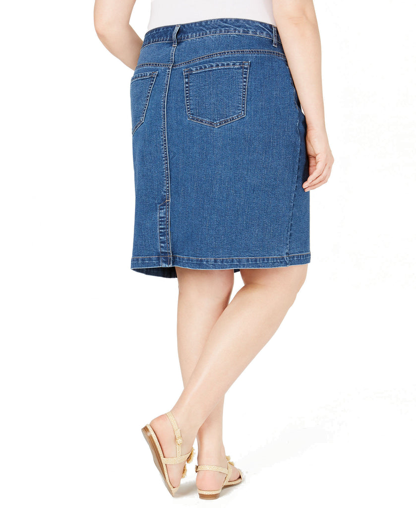 Charter Club Women Plus Denim Tummy Control Skirt